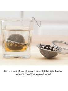 3个/1个不锈钢茶漏球 - 适用于散装茶叶、香料和汤料，圆形网状球体，带链条和挂钩，厨房必备冲泡工具，厨房用品，馈赠亲友、情人节、节日佳品，厨房配件 - 銀色 - 查看 4