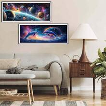 2 Pack Large Diamond Art Kits For Adults, Planets & Dolphins Diamond Painting Art DIY Full Round Drill Kits, Embroidery Rhinestone Diamond Crystal Craft Canvas Home Wall Decor 31.5x11.81 Inch - 行星與海豚 - 查看 4