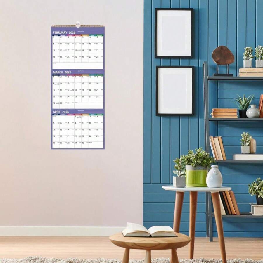 Calendario de pared 2026 - Calendario de 3 meses 2026 vertical, enero ...