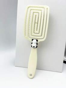 1pc Pink Spiral Elastic Volumizing Hair Brush, Suitable For Wet & Dry Hair, Styling Comb - Beige - View 4