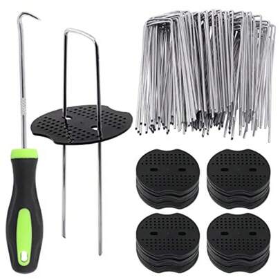 101Pcs 6" Garden Staples Gasket Kit With Precision Hook 11 Gauge Gaanized U Shaped Sod Pins Staples Heavy Duty Ground Cover Stakes For Securing Landscape Fence Fabric  Barrier