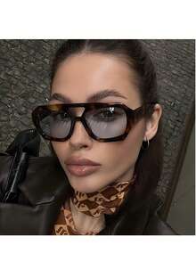 A Pair Of Bohemian-Style Glasses, Women's Design, Suitable For Both Men And Women, Perfect For Vacation, Travel, And Photo Shoots. Made Of Bohemian PC Material, Non-Prescription Women's Glasses, Suitable For All Seasons.  Boho    PC    None - 棕色 - 查看 5