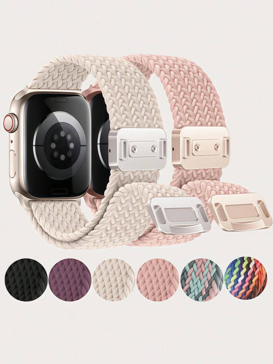 Dây đeo co giãn bện từ tính tương thích với Apple Watch 38mm 40mm 41mm 42mm 44mm 45mm 46mm 49mm dành cho bé gái và bé trai, dây đeo thể thao từ tính Solo Loop bằng nylon mềm mại tương thích với Series 11 10 9 8 7 6 5 4 3 2 1 SE Ultra