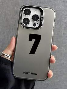 The New Series Of Creative And Fashionable IMD Laser Phone Cases ,Black Number 7 And "LUCKY SEVEN" Patterns, Classic Hybrid Phone Cases With Shock Resistance And Anti Slip, Compatible With Iphone 17/17Air/17Pro/17ProMax, 16/16Plus/16ProMax, 15.14, 13, 12, 11 Series, Suitable For Galaxy S22, S23, S24, S25 PLUS ULTRA Series, Easter Gift, Christmas/Halloween Decoration/Birthday Gift, Couple .Girlfriend, Boyfriend, Friend Or Yourself. - Black - View 5