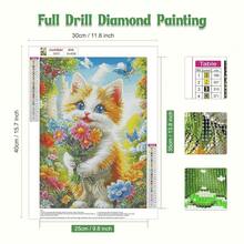GHHKUD Diamond Painting Kits Kitty For Adults, DIY 5D Cat In Garden Diamond Painting, Full Drill Animals Diamond Art Kits Art Pictures For Relaxation Gifts Home Wall Decor 30x40cm - 貓 - 查看 3