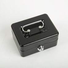 1pc Medium Steel Lockable Money Box With Coin Tray, Random Single Or Dual Slot Delivery - Black - View 6
