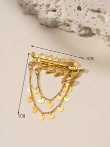 Herseygold 1个叶子形状发夹，中东阿拉伯新娘首饰发簪，婚礼节日女士发饰 - 金色 - 查看 3