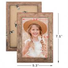 4x6 Picture Frame Display 4x6 Picture Distred Wn Wood Grain Poto Frame   And Tableat - Brown - View 2