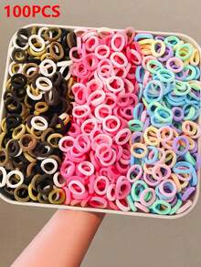 100/500/1000pcs Warna Acak Ikat Rambut Elastis Sederhana Ombre Pink & Khaki untuk Anak Perempuan, Cocok untuk Penggunaan Sehari-hari - MultiWarna - View 9