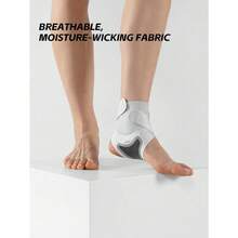 1 Piece Women Men Neoprene Breathable Adjustable Ankle Support Sleeve For Basketball Cycling Running - Grey - View 6