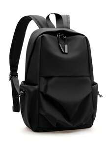 Large Capacity Black Minimalist Backpack, Laptop Bag, Commuter & Student Casual Backpack - Black - View 3
