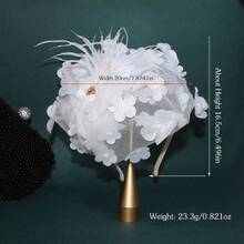 Beautiful Fashion Ladies Headband With Mesh, Gauze Flowers And Feathers - Half Hat Headband, New And Elegant Headband, Luxury Hair Accessories, Perfect Birthday Gift - 白色 - 查看 3