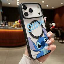 Disney Stitch Cartoon Print Phone Case, Compatible With IPhone17 Pro Max/17 Pro/17 Air/17/16/15/14/13/12/11/X/XS Pro/Pro Max Series. A Great Everyday Use And Gift. Also Suitable As A Christmas Stocking Gift For Your Girlfriend. - Màu xanh lam - Xem 2