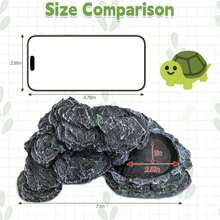 PINVNBY Reptile Hide Resin Turtles Dock For Aquarium (Size: 7.1 X 4.7 X 2.7 Inches), Turtle Basking Platform For Small Size Snake Crested Gecko Lizard Frogs Newts - ColorA - View 2