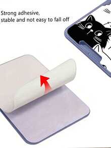 1 pieza Funda de teléfono morada sólida minimalista de TPU 2 en 1 con elemento de gato lindo, anti-caída, antideslizante, cobertura completa compatible con Apple - Multicolor - Ver 5