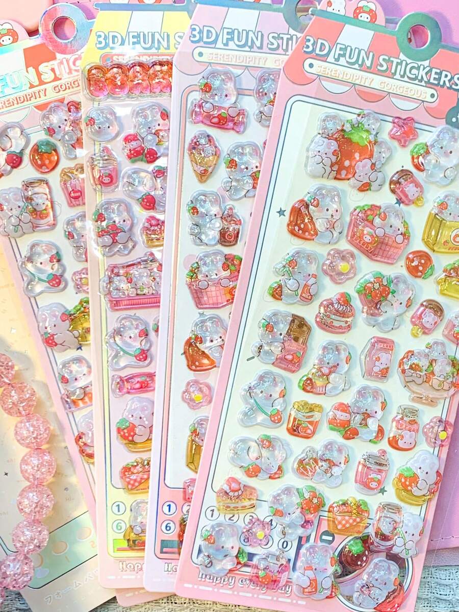 3D Embossed Luminous Collage Children's Cartoon Mountain And Sea Landscape Stickers. Decorative Stickers, Gifts. Home Decor, Party Decor, Birthday Gifts, Various Holiday Gifts, Fashionable Items. DIY. Gifts For Friends Or Partners. Graduation Ceremony/Opening Ceremony. - Multicolor - View 1