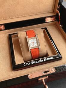 Pablo Raez 1pc Ladies Watches Stainless Steel Rose Gold Women Wristwatch Luxury Diamond Dress Watches For Women High Quality Elegant Brand New AAA Rectangle Gorgeous Design Quartz Watch Fahionable White Face Woman Popular Square Wristwatch 50M Waterproof Leather Bracelet Chain Pin Buckles Casual Cute Female Small Lovely Watch Nice Gift For Friend Or Family Fit For Daily Life/Work/Party Decoration Birthday Present - Rose Gold - View 5