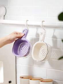 1 Peça Cesta de Drenagem com Alça de Bico de Pato de Camada Dupla, Cesta de Lavagem de Frutas Multiuso Montada na Parede da Cozinha com Cor Fofa de Dopamina - Multicolorido - Visão 4