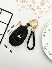 Rabbit Key Pouch For Women, Lockable Car Key Holder, Large Capacity Multi-Functional Keyring Storage Bag, Simple Compact Home Key Pouch, Universal Car Key Protective Cover - A - View 8