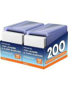 EstiloTendenciaPaquete De 200 Fundas De Tarjetas De Carga Superior Para Tarjetas, Protectores De Tarjetas De BéIsbol De 7.62 X 10.16 Cm, Fundas De PláStico Duro Para BéIsbol, Tarjetas De FúTbol (100 Mangas Duras +Calidad PremiumVersióN Mejorada - 100 tarjeteros duros + 100 tarjeteros blandos - Ver 1