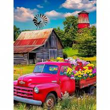 MISCER Scenery Diamond Art Kits For Adults, Farm Truck Diamond Painting Kits For Beginners, 5D Full Drill Round Paint With Diamonds Pictures, Gem Art Painting DIY Crafts Kit Decor 12x16inch - 風景-01 - 查看 1