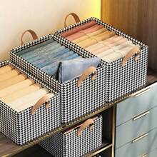 1pc Foldable Fabric Storage Box, Multi-Functional Drawer Style Clothes Organizer Box, Wardrobe Clothing Sorting Box, Foldable Design Saves Space, Built-In Steel Frame Support More Durable, Handles On Both Sides - Multicolor - View 3
