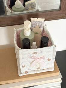 Lace Heart-Shaped Storage Basket, Soft Fabric Decorative Basket With Large Capacity, Multi-Functional Desktop Storage For Cosmetics, Dorm, Home Essentials, Fashionable And Beautiful Storage Bag - Multicolor - View 11