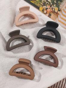 Bộ 5 kẹp tóc hình bán nguyệt rỗng, màu kaki trơn, mờ, phụ kiện tóc buộc nửa đầu tối giản, thường ngày cho nữ, phụ kiện tóc cần thiết cho kỳ nghỉ hè và trang phục mùa hè. - Nhiều màu - Xem 4
