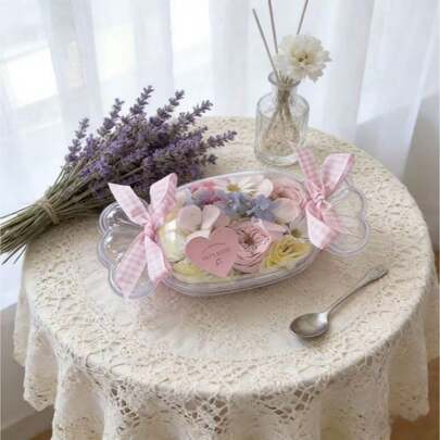 Transparent Candy Shaped Gift Box With Ribbon, Floral Decor, Candy Container, Small Gift Storage Box, Suitable For Valentine's Day, Birthday Party, New Year, Sisters Gathering