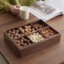 Multi-Layer Wooden Snack Storage Box With Transparent Lid - Compartmentalized Container For Nuts, Candies And Dry Foods. Fashionable And Durable Wooden Material: Organize Snacks, Keep Them Fresh. Stackable/Detachable: Ideal For Home, Parties And Kitchen Use. Easy To Clean: Great For Daily Use, Parties And Decorative Storage! - Maroon - View 3