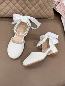 Zapatos de vestir de princesa para niñas, zapatos de tacón alto para niños, diseño versátil para actuaciones de niñas pequeñas - Blanco - Ver 13
