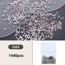 1 Pack/2 Packs Rhinestone DIY Sticker, Crystal Glass Flat Bottom Multi-Faceted AB Iridescent Rhinestones, Clothing Decoration Accessories - AB Color - View 9