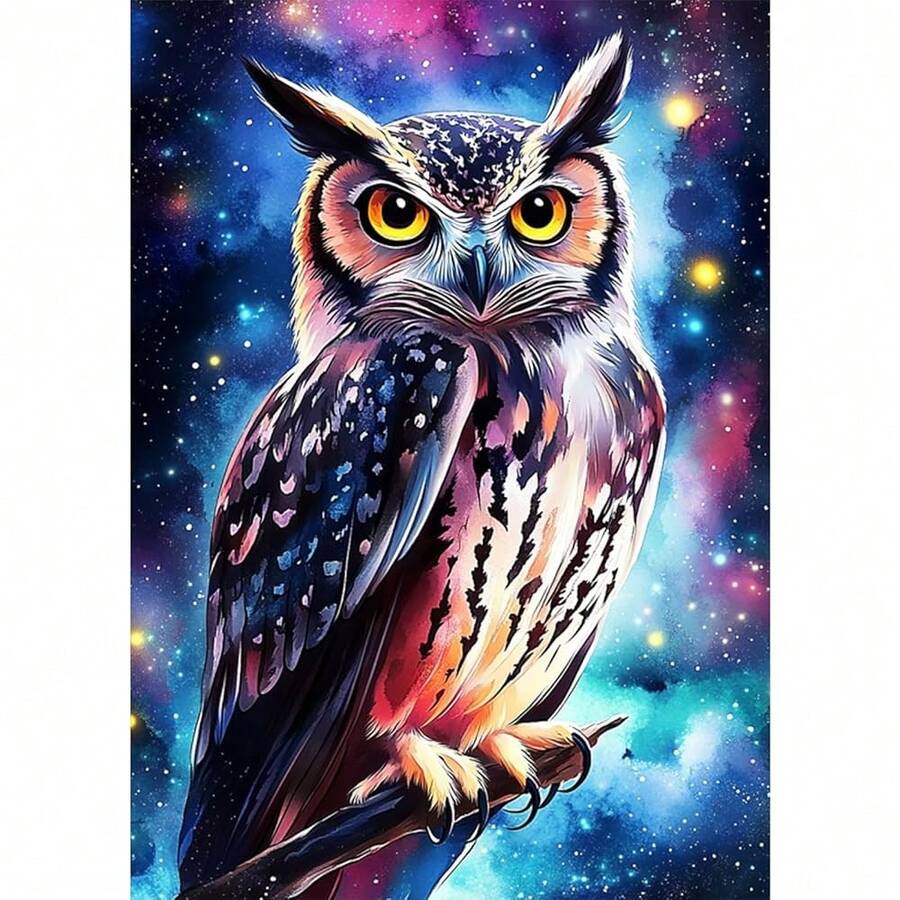 GHHKUD Diamond Painting Kits Owl For Adults, DIY 5D Colorful Owl Animals Diamond Painting, Full Drill Night Sky Diamond Art Kits Art Pictures For Relaxation Gifts Home Wall Decor 30x40cm - OWL - 查看 1