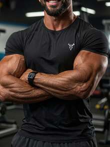 Men's Fashionable Casual Versatile Printed T-Shirt, Summer - Black - View 1