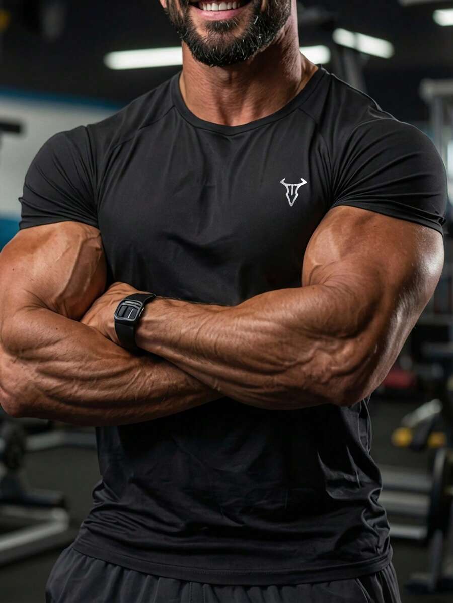 Men's Fashionable Casual Versatile Printed T-Shirt, Summer - Black - View 1