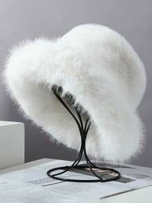 1pc Retro Faux Fur Bucket Hat, Thick Warm Versatile Women Winter Hat - Multicolor - View 13