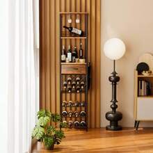 1.7 M Estante de Vino no Empotrado Para PisoClóset no Empotrado Para Barra de Vino Rack de Vinos Rack Para Botellas de Vino Con Cajón de Tela y Bolsillos Laterales de Tela. color retro - colores retro - Ver 5