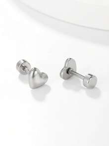 1对情人节仿真花礼盒金属心形螺旋时尚耳钉，女士约会和节日必备