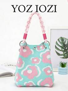 时尚针织水桶包，独特设计，高品质手提包 - 薄荷綠 - 查看 1