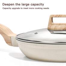 石纹压铸铝煎锅，平底煎锅，家用厨房煎锅，适用于煎蛋，不粘锅，牛排煎锅和炒菜锅，通用款 - 白色 - 查看 10