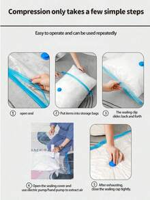 5pcs/3pcs/1set Thick Vacuum Compression Storage Bags, Clear Vacuum Compression Bags, Waterproof Airtight Clothes Organizer Bags, Suitable For Travel, Dorm, Home - Reusable, Space Saving - Multicolor - View 10