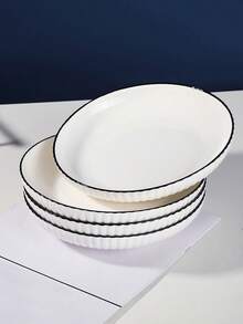 9/7/4/2 件套竖条纹陶瓷餐盘套装，7 英寸，适用于烤箱和微波炉，可用于家庭、餐厅，盛放沙拉、牛排、甜点和面包。