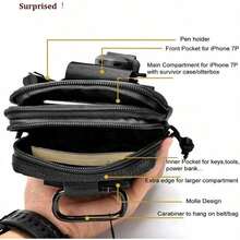 Lightweight Tactical Molle Pouch Universal EDC Waist Bag Belt Pouches Outdoor Belt Bags Gear Tool Gadget Pocket With Cell Phone Holster Spring Gift - Black - View 7