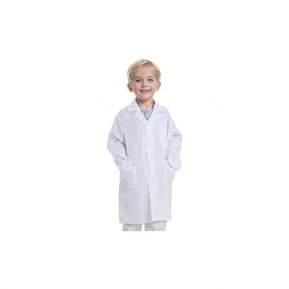Lmite - MX Laboratorio para Nio, de Laboratorio Escolar Blanco, con Bolsillos, Cuello Solapa, Adecuado para nios de 5 a 13 aos, Disfraces De Halloween