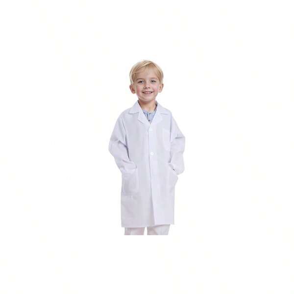 Lmite - MX Laboratorio para Nio, de Laboratorio Escolar Blanco, con Bolsillos, Cuello Solapa, Adecuado para nios de 5 a 13 aos, Disfraces De Halloween