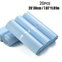 Bộ 10/20/50/100 túi chuyển phát nhanh dày dặn, chống thấm nước màu xanh nhạt, túi đóng gói bưu phẩm tự dán, túi xách tay có quai xách, túi đựng tài liệu và đồ dùng hậu cần. - Nhiều màu - Xem 14