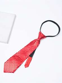 1pc Unisex Solid Color Reflective Sequin Beaded Knot-Free Adjustable Casual Tie, For Carnival, Fashion Shows And Party Accessories - Multicolor - View 3