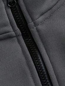 女童卡通印花纯色卫衣长裤两件套，简约设计，适合春、秋、冬季穿着。