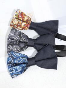 1件男士时尚优雅佩斯利花纹领结，适合工作场所、宴会、派对、婚礼、西装、正式场合穿着。