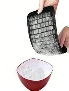 1 pieza Molde de bandeja de cubitos de hielo de silicona, 160 cubitos de hielo pequeños de fácil liberación y enfriamiento rápido, contenedor de almacenamiento apilable, duradero y suave - Multicolor - Ver 5